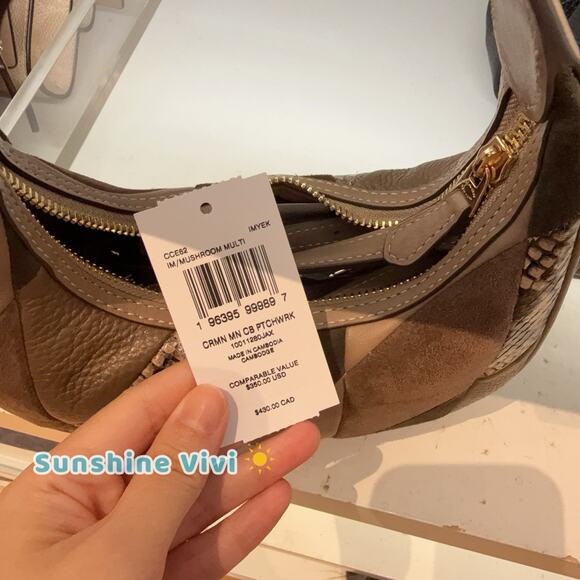 NWT Coach Carmen Mini Crossbody Bag in Patchwork CCE64 Gunmetal/Olive Multi - Picture 6 of 12